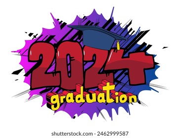 Cartoon Graduation, comic book education retro vector comics pop art design.
