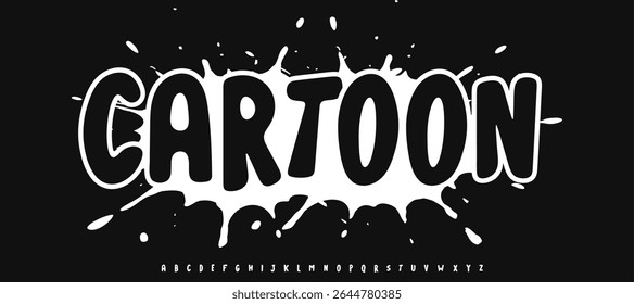 Cartoon graffiti alfabeto, letras cômicas funky, movimento splash fonte para logotipo de rua, manchete legal T, tipografia barulhenta moderna, design tipográfico criativo. Tipo de vetor.