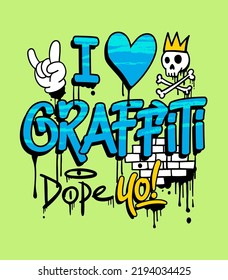 Cartoon graffiti illustrations. Vector graphics for apparel prints, posters and other uses.