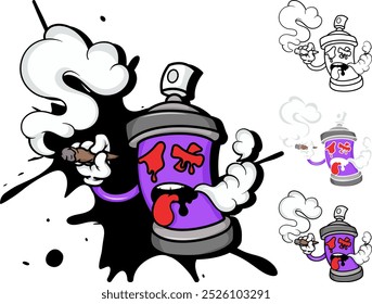 Cartoon graffiti spray paint illustration design, suitable for object on poster, t-shirt design, sticker, etc, eps 10, editable.