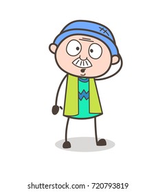 Cartoon Granddad Shocking Face Vector Illustration