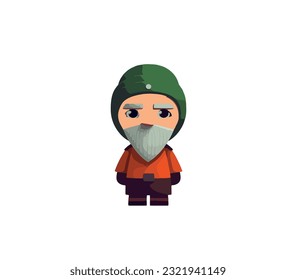 cartoon grandfather with a beard on a white background. vector illustration