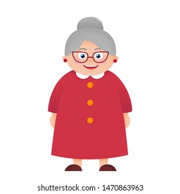 Cartoon Grandmother Glasses Old Lady Isolated Stock Vector (Royalty