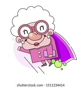 Cartoon Grandmother. Smiling Senior. Flat Woman. Vector Background. Woman Face. Smiling Human Icon. Love Mom