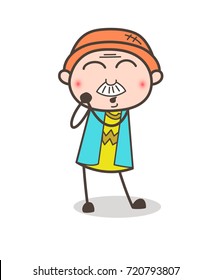 Cartoon Grandpa Blushing Expression Vector Illustration