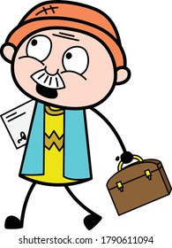 Cartoon Grandpa Going to Office