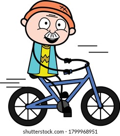 Cartoon Grandpa Riding bicycle Character Design Illustration