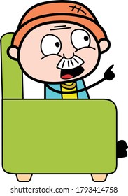 Cartoon Grandpa sitting on sofa Character Design Illustration