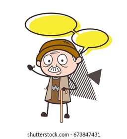 Cartoon Grandpa with Talk Bubble Vector Illustration