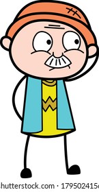 Cartoon Grandpa thinking in Confusion Character Design Illustration