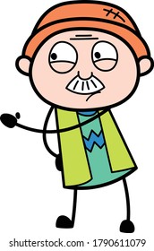 Cartoon Grandpa Threatening Vector Illustration