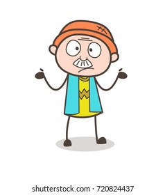 Cartoon Grandpa Unknown Expression Vector Illustration