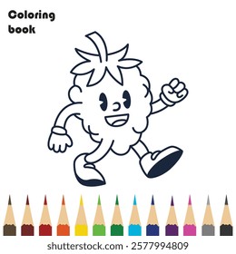 cartoon grape coloring book design illustration 