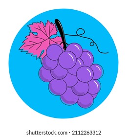 Cartoon grape fruit flat icon