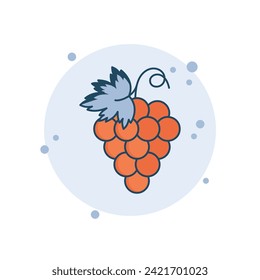 Cartoon grape icon vector illustration. Bunch grape on bubbles background. Vine sign concept.