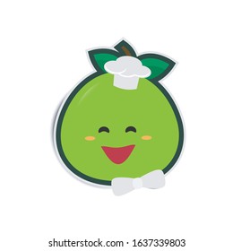 Cartoon Grapefruit chef with paper shadow