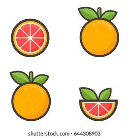 cartoon grapefruit set