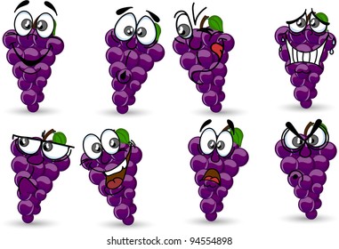 Cartoon grapes with emotions