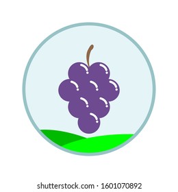 Cartoon Grapes Sticker Icon Vector