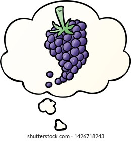 uvas de dibujos animados con burbuja de pensamiento en un estilo de gradiente suave