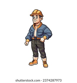 Cartoon graphic of Builder Mascot character illustration