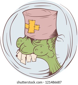 Cartoon graphic depicting a mad scientist