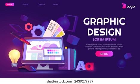 Cartoon graphic design landing page vector design in eps 10