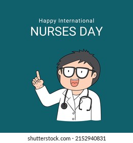 cartoon graphic vector illustration of nurse, doctor, text. top view, perfect for background, hospital, health business, social media and commemorate international nurses day