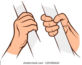 Cartoon graphic white human hands. Holding crossbar or handrail. Isolated on white background. Vector icons set. Vol. 2