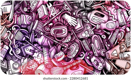Cartoon graphics watercolor vector doodles Cleaning background