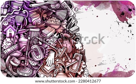 Cartoon graphics watercolor vector doodles Cleaning background