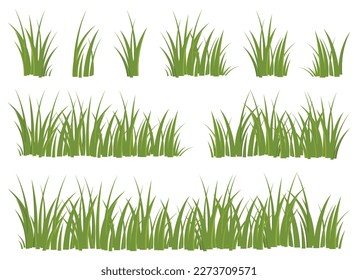 Cartoon grass leaves collection vector illustration isolated on white