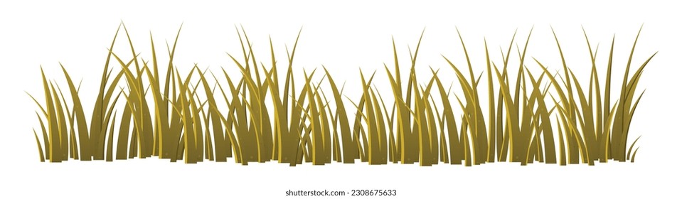 Cartoon grass leaves collection vector illustration isolated on white