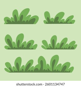 Cartoon grass vector set hand drawn style