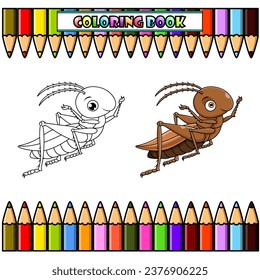 Cartoon grasshopper for coloring book