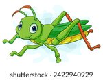 Cartoon grasshopper isolated on white background