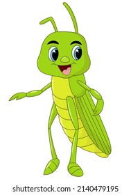 Grasshopper de caricatura aislado en fondo blanco ,Ilustración vectorial