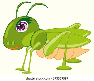 Cartoon of the grasshopper on white background is insulated