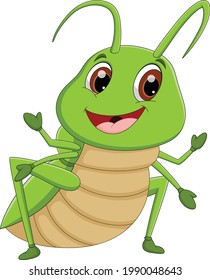cartoon grasshopper posing and smiling