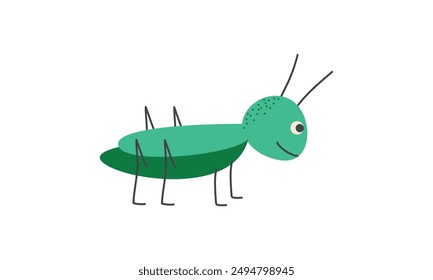 Cartoon grasshopper. Vector insect illustration isolated on white background.