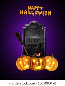 Cartoon grave with tombstone a Vector illustration