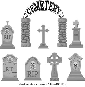 Cartoon gravestones collection set