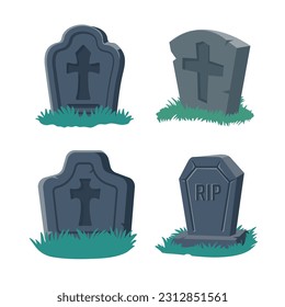cartoon gravestones of the dead The crucifix on the grave halloween night horror