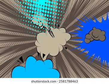 Cartoon Gray and Blue background, comic book backdrop. Retro vector comics pop art design.