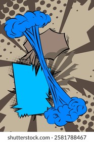 Cartoon Gray and Blue background, comic book backdrop. Retro vector comics pop art design.