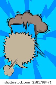 Cartoon Gray and Blue background, comic book backdrop. Retro vector comics pop art design.