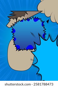 Cartoon Gray and Blue background, comic book backdrop. Retro vector comics pop art design.