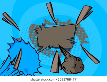 Cartoon Gray and Blue background, comic book backdrop. Retro vector comics pop art design.