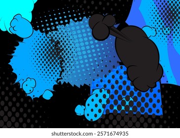 Cartoon Gray and Blue comic book Background. Retro vector comics pop art design.