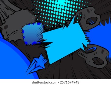 Cartoon Gray and Blue comic book Background. Retro vector comics pop art design.